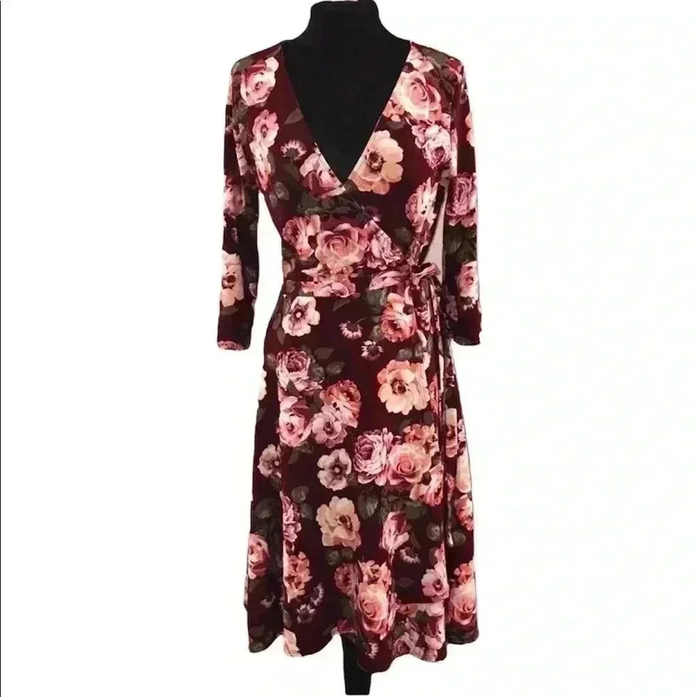 ModCloth Floral Wrap Dress Size L